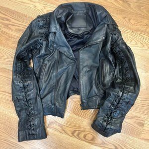 SKINGRAFT Black Leather Biker Jacket